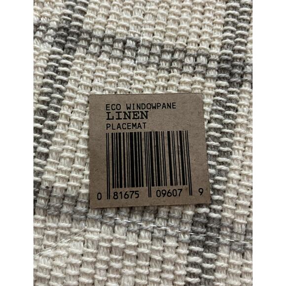 Park B Smith 6 Cotton Windowpane Placemats Woven Plaid 19X13.5 Gray Ivory NWT - Picture 4 of 6